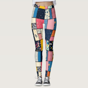 Adorable Patchwork Design, Playful Pattern Leggings