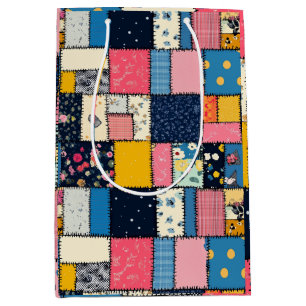 Adorable Patchwork Design, Playful Pattern Medium Gift Bag
