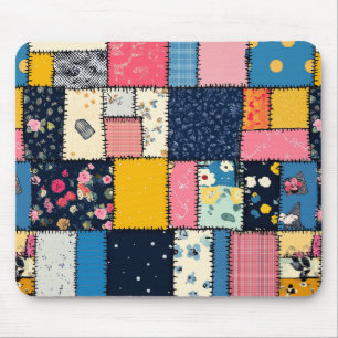 Adorable Patchwork Design, Playful Pattern Mouse Mat