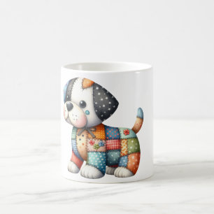 Adorable Patchwork Dog #12 Digital Art Coffee Mug