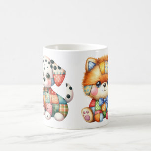 Adorable Patchwork Dogs Design Art Coffee Mug