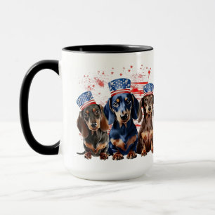 ADORABLE PATRIOTIC DACHSHUND DOGS MUG