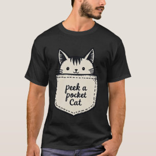 Adorable Peek-a-Pocket Cat Peeking Cute Feline T-Shirt