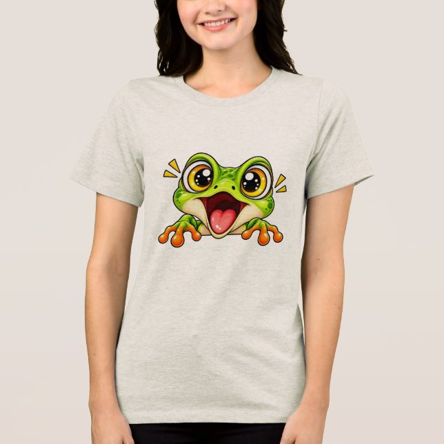 Adorable Peekaboo Frog Tri-Blend Shirt (Front)
