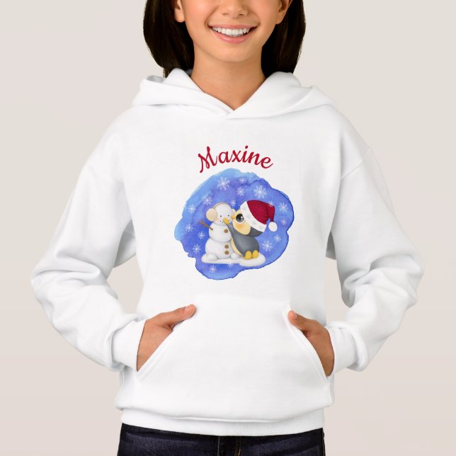 Adorable Penguin And Snowman With Name (Front)