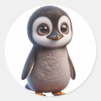 Adorable Penguin Character Illustration - Charming Classic Round Sticker