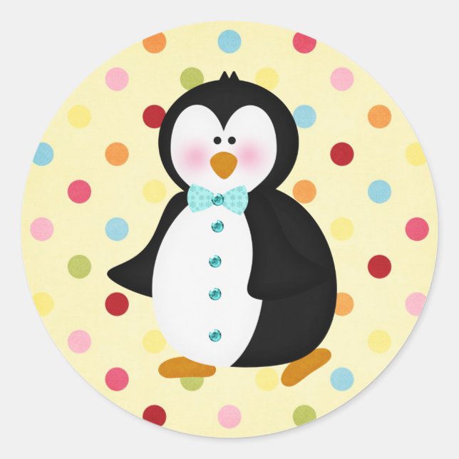 adorable Penguin Classic Round Sticker (Front)