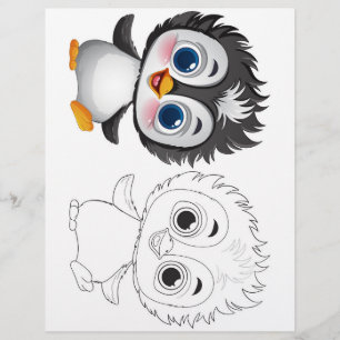 Adorable penguin colouring page