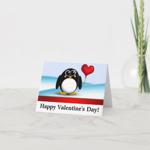 Adorable Penguin "Happy Valentine's Day Holiday Card