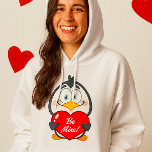 Adorable Penguin Holding Be Mine Heart  Hoodie
