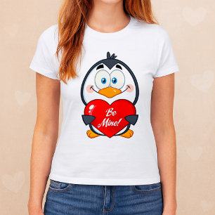 Adorable Penguin Holding Be Mine Heart T-Shirt