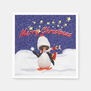 Adorable Penguin Ornament Christmas Paradise Napkin