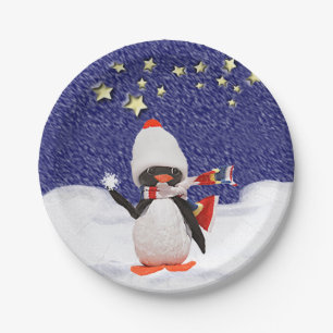 Adorable Penguin Ornament Christmas Paradise Paper Plate