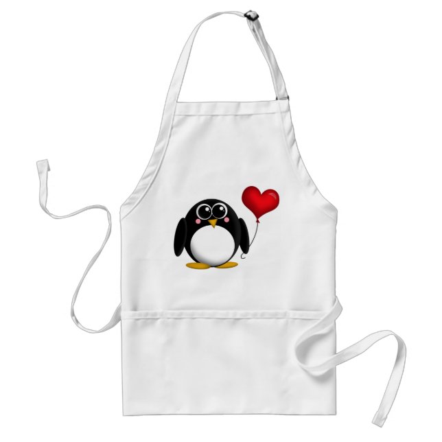 Adorable Penguin Red Heart Balloon Apron (Front)