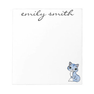 Adorable Personalised Cat and Add Name Notepad