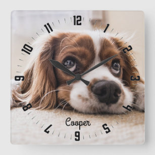 Adorable Personalised Dog Photo Square Wall Clock
