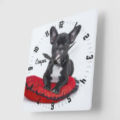 Adorable Personalised Dog Photo Square Wall Clock (Angle)