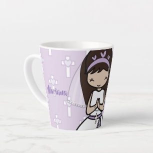 Adorable personalised First Holy Communion girl Latte Mug