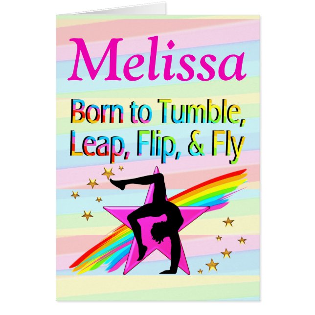 ADORABLE PERSONALIZED GYMNASTICS NOTE CARDS (Front)
