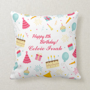 Adorable Personalized Happy Birthday Throw Pillow