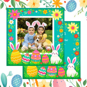Adorable Personalized Happy Easter Family Photo Holiday Card