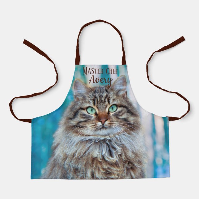 Adorable Pet Cat Personalised Kids Apron (Front)