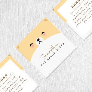 Adorable Pet Face Animal Salon Spa Care Hospital Square Business Card