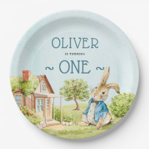 Adorable Peter Rabbit First Birthday Paper Plate