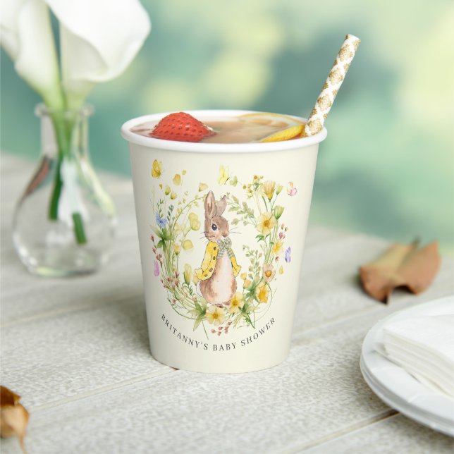 Adorable Peter Rabbit Wildflower Baby Shower  Paper Cups (Insitu)