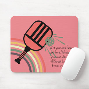 Adorable Pickleball classic retro striped Pink Mouse Mat