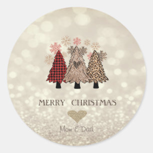 Adorable Pine Trees, Glittery Bokeh Classic Classic Round Sticker