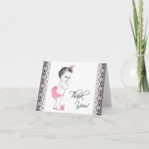 Adorable Pink and Black Baby Shower Thank You Card