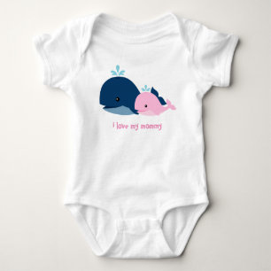 Adorable Pink and Blue Whales Baby Bodysuit