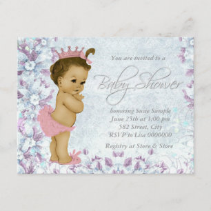 Adorable Pink and Purple Baby Shower Invitation