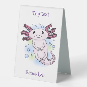 Adorable pink axolotl cartoon