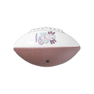 Adorable pink axolotl cartoon american football