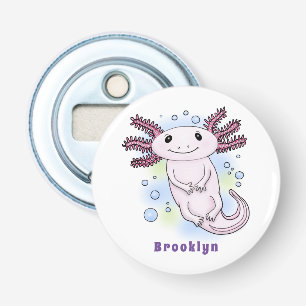 Adorable pink axolotl cartoon bottle opener