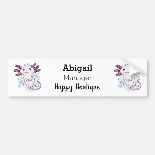 Adorable pink axolotl cartoon bumper sticker (Front)