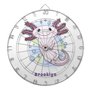 Adorable pink axolotl cartoon dartboard