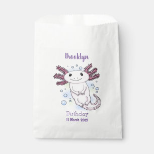 Adorable pink axolotl cartoon favour bags