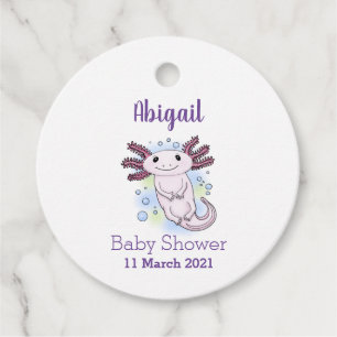 Adorable pink axolotl cartoon  favour tags