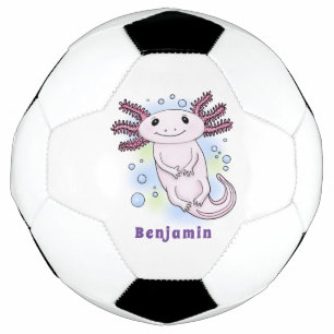 Adorable pink axolotl cartoon football