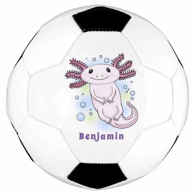 Adorable pink axolotl cartoon football (Front)
