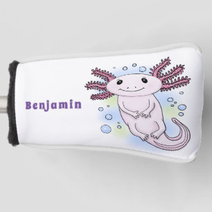 Adorable pink axolotl cartoon golf head cover