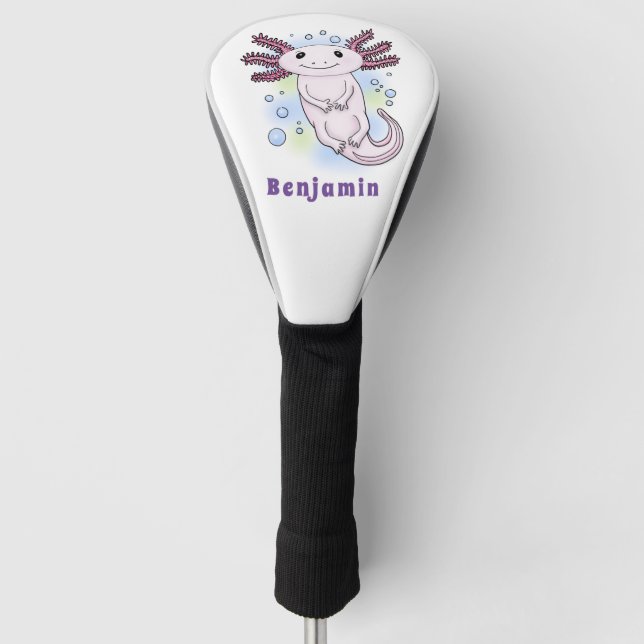 Adorable pink axolotl cartoon golf head cover (Front)