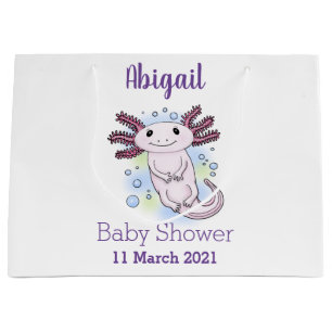 Adorable pink axolotl cartoon large gift bag