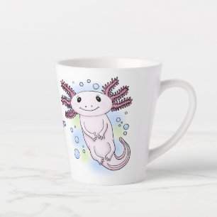 Adorable pink axolotl cartoon latte mug