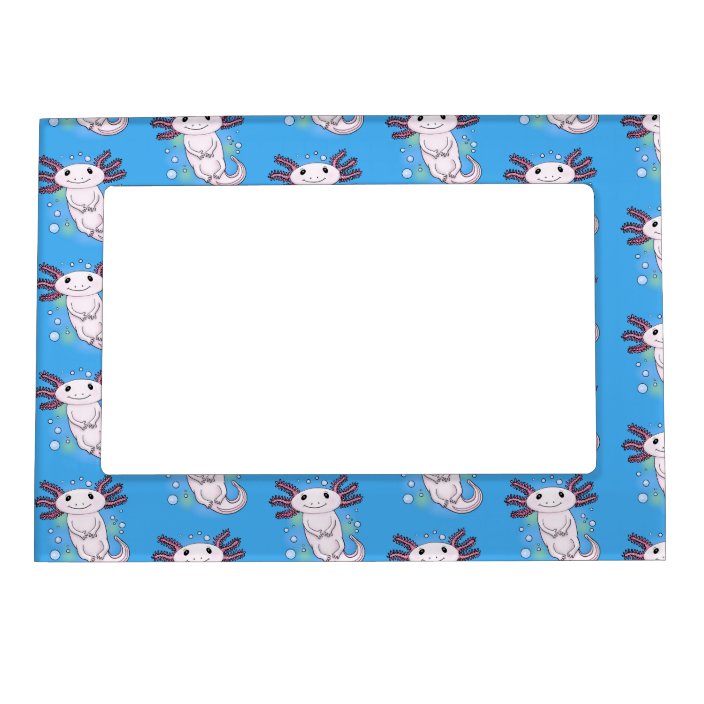 Adorable pink axolotl cartoon magnetic frame | Zazzle.co.uk