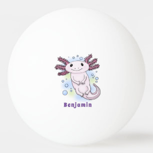 Adorable pink axolotl cartoon ping pong ball