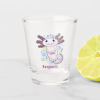 Adorable pink axolotl cartoon 